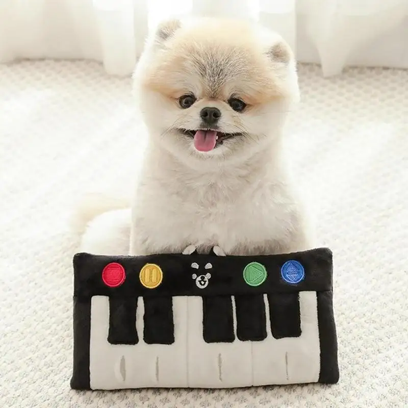 Plush Dog Toy Piano Design Dog Nosework Mat Squeaky Dog Sniffing Pad Dog Chew Toys For Aggressive Chewers Dog Activity Mat