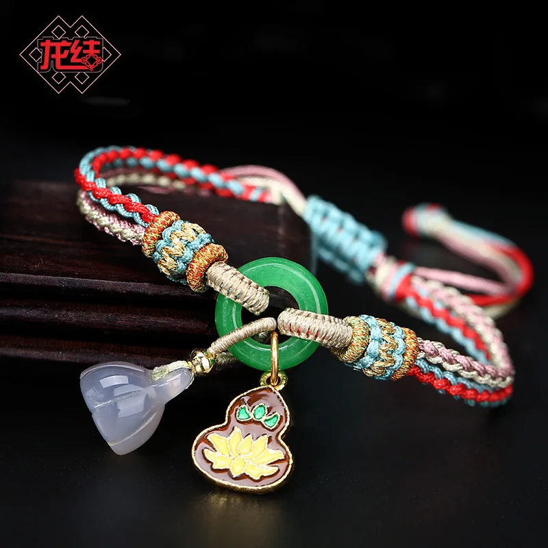 

Dragon Knot New Crown Lotus Enamel Bracelet Handmade Ancient Method Burning Blue With Auspicious Meaning Women s Hand Rope Holi