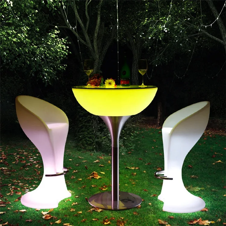 Portable led furniture illuminated bar chairs and high bar tables