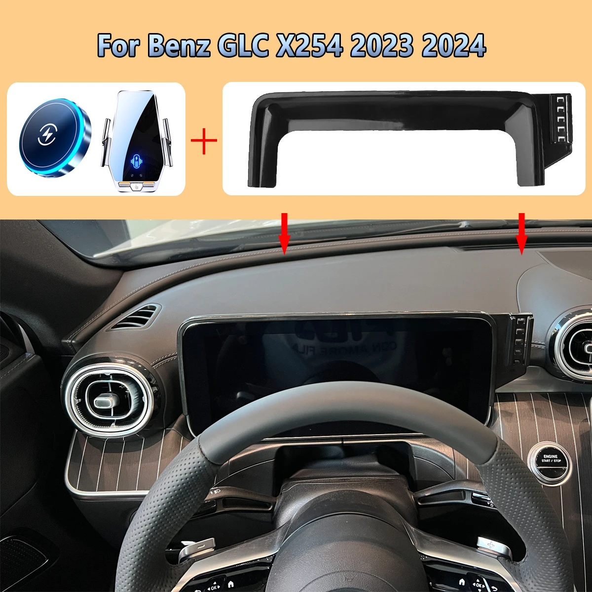 

Car Phone Screen Fixed Holder For Mercedes Benz GLC X254 2023 2024 Magnetic 15W Wireless Charging Car Phone For MagSafe Mount