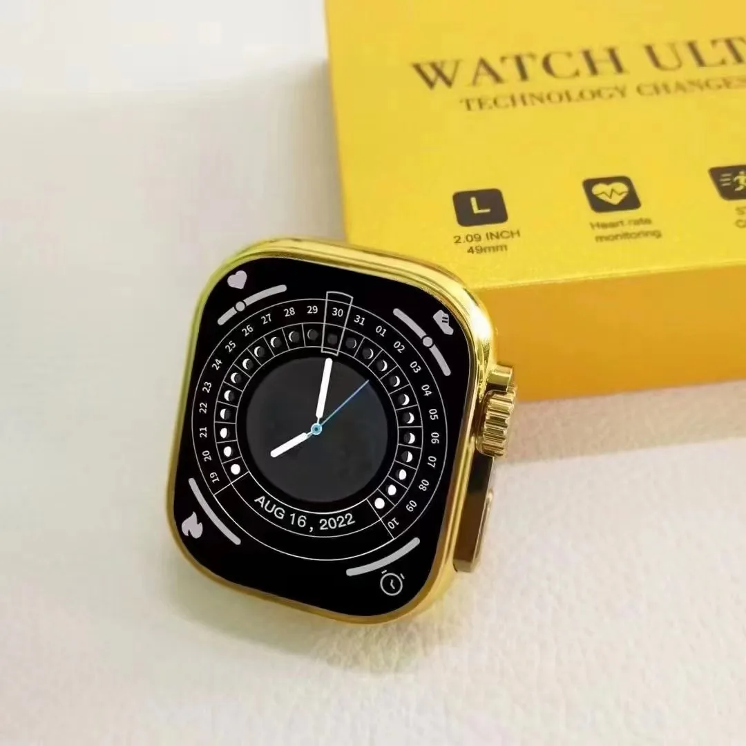 For Apple Watch Gold Ultra 2 Smart Watch Series 9 Men Women Sport Bluetooth Call BT Music Games Wireless Charger 49mm Smartwatch