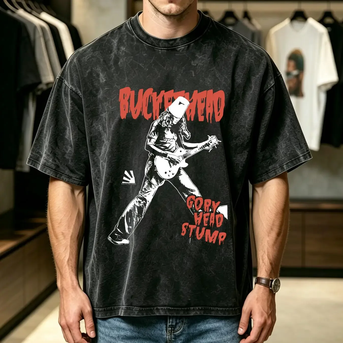 washed T Shirt New Popular Buckethead Singer Guitar For Fan Black S to 5XL BC3754 vintage Washed Versatile Stretched