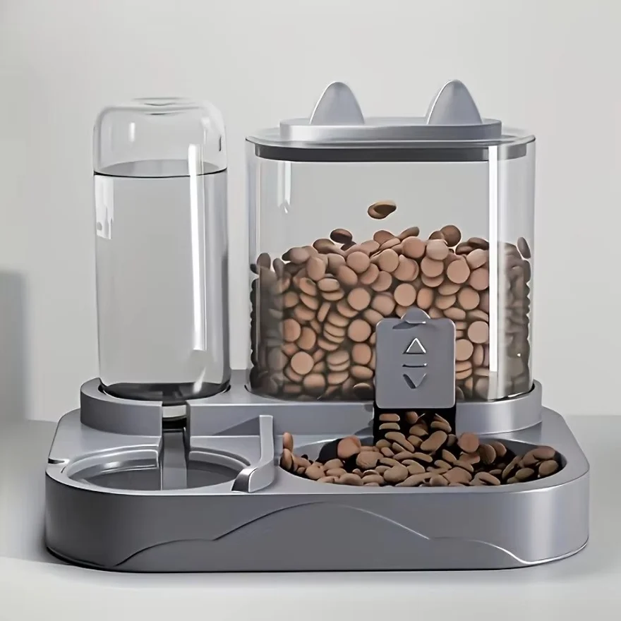 2‑in‑1 Gravity Cat Automatic Feeder Water Dispenser Wet Dry Separation Pet Food Bowl for Cats Small Dogs Home Travel Use