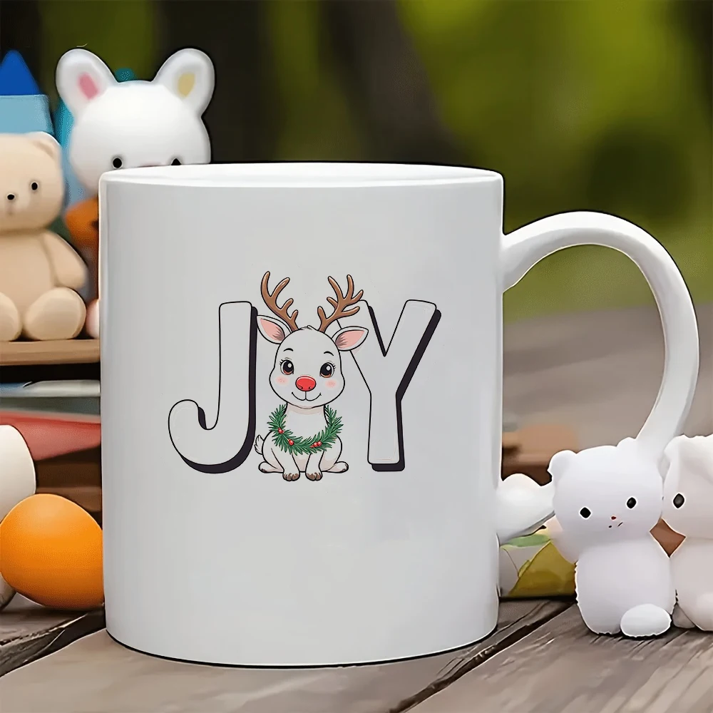 

11oz cartoon reindeer mug Christmas gift Christmas kids cup family office coffee mug thermal cup set brown antler green w