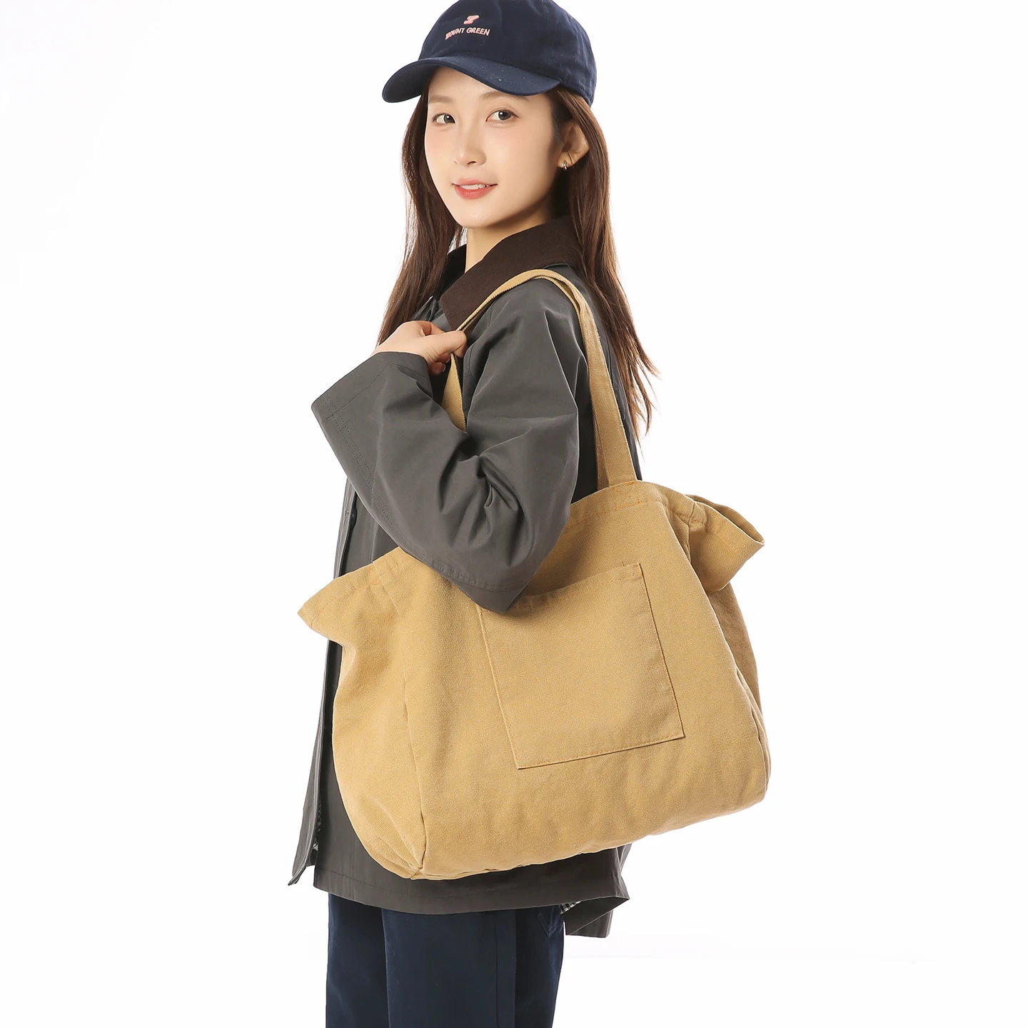 

Большая женская сумка из холщовой ткани, прочная сумка-мессенджер, сумка через плечо в стиле Y2K, многоразовая эко-сумка, корейская сумка-шоппер, повседневная сумка-сэтчел, простая сумка-тоут