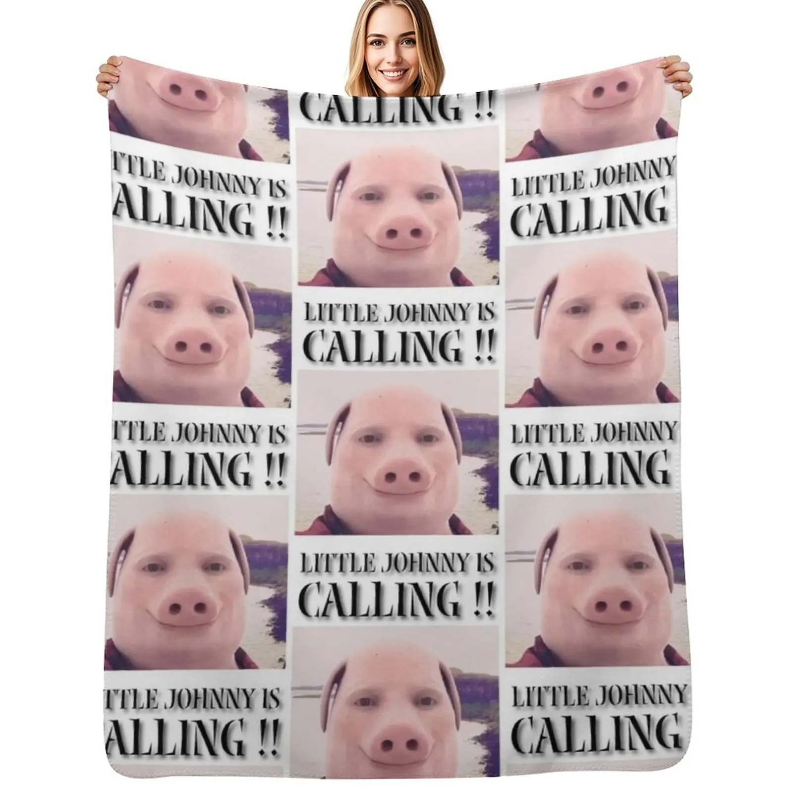 John Pork- Brainrot Throw Blanket Summer Weighted Plush Quilt Luxury Thicken Extra Large Throw Blankets