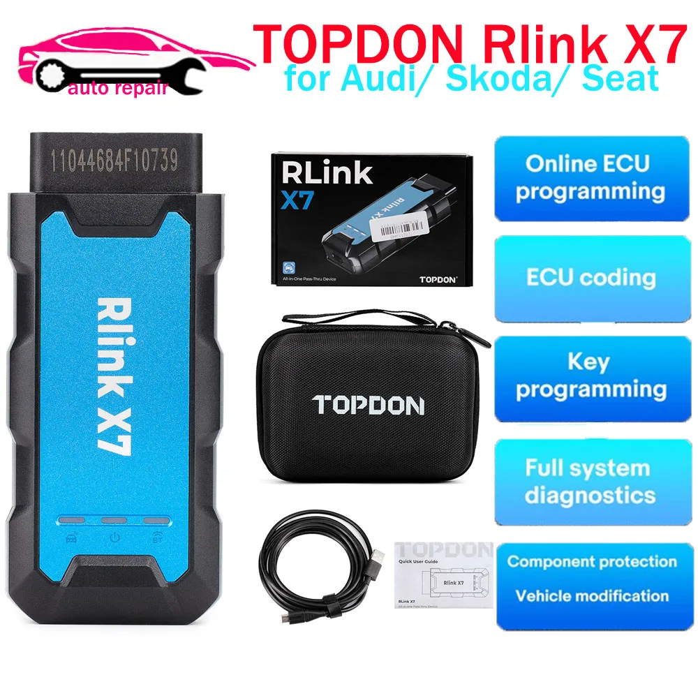 

TOPDON Rlink X7 6154 for Audi/ Skoda/ Seat Diagnostic Tool Support CANFD DOIP Online ECU Programming Scanner