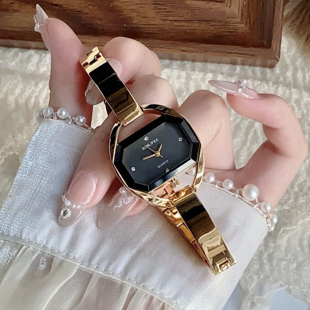 Ladies Silver Bracelet Watch Stainless Steel Band Watches Women Irregular Dial Wristwatch Clock Relogio Feminino Zegarek Damski