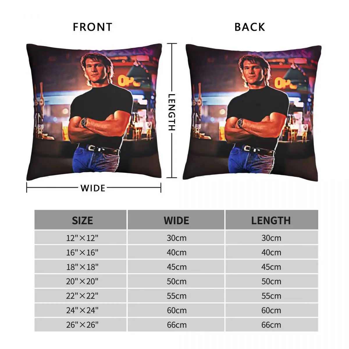 Patrick Swayze Road House Square Pillowcase Polyester Linen Velvet Printed Zip Decor Throw Pillow Case Home Cushion Cover