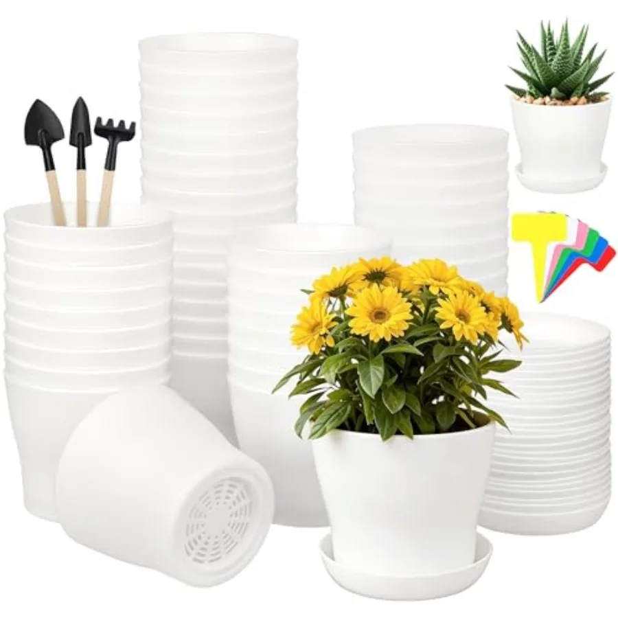 

Набор из 8 пластиковых горшков Hahood для цветов и растений, утолщенные горшки для рассады, горшки для проращивания семян с дренажными отверстиями