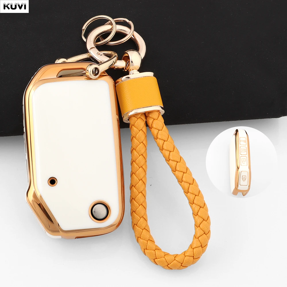 4 BTN TPU Car Remote Flip Key Case Cover Holder Keychain Shell For Kia Sportage Ceed Xceed Sports K5 Seltos 2019 2020 2022 2023