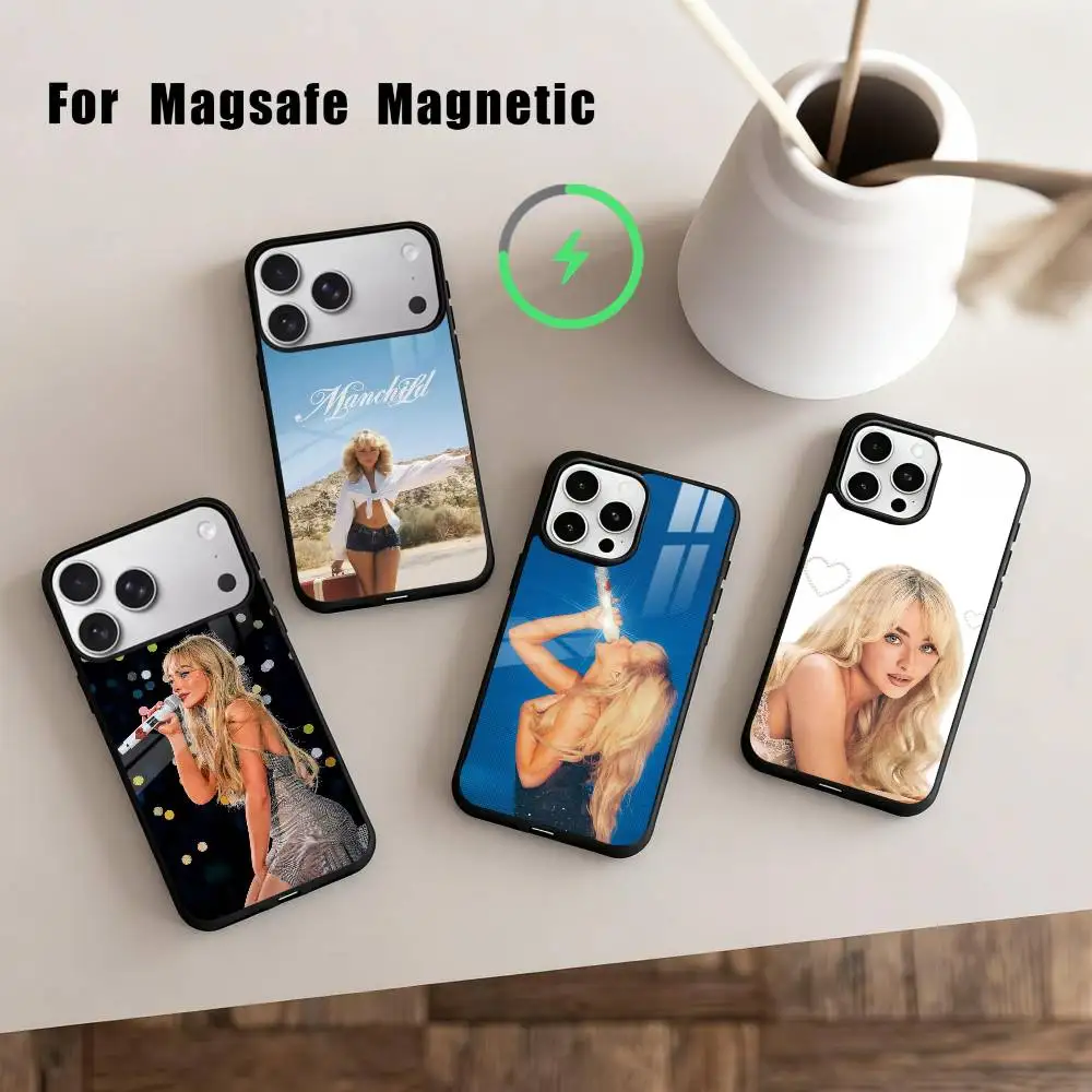 

Singer S-Sabrina C-Carpenter Phone Case For iPhone17,16,15,14,13,12,11 Plus,For Magnetic Wireless Charge Cover