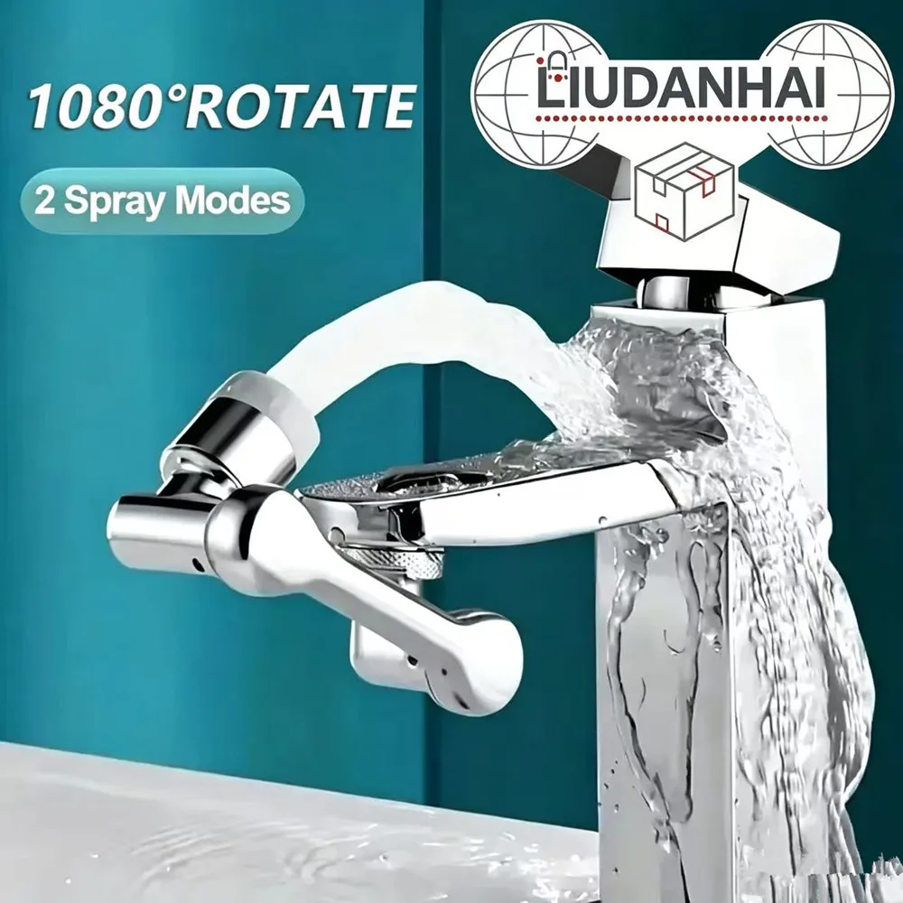 1080° Rotatable Extension Faucet Sprayer Head 2 Spray Modes Universal Bathroom Tap Extend Adapter Aerator