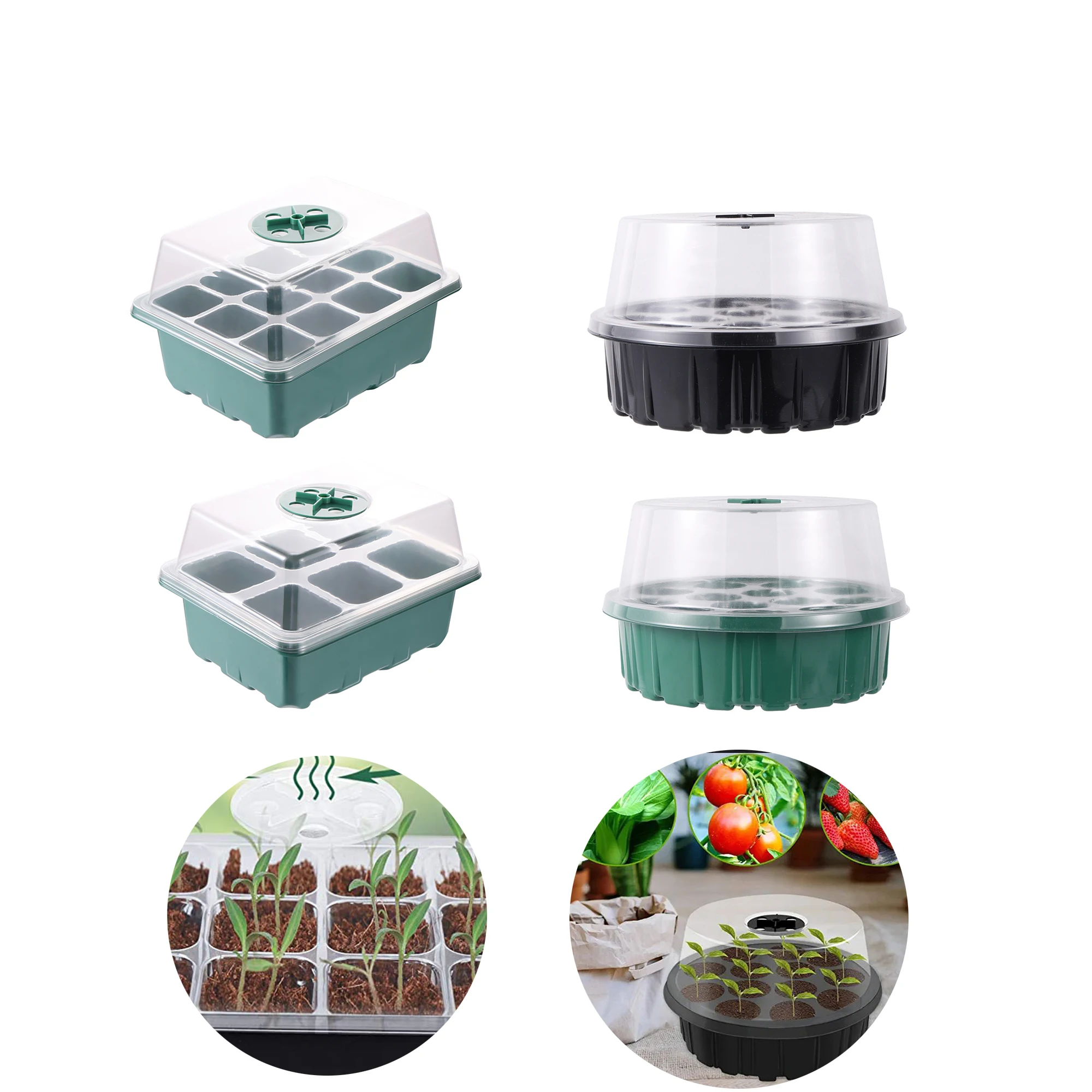 6/12/13 Hole Seed Starter Tray Box Seedling Pot Seedling Germination Sowing Seed Growth Ribbon with LED Plant Grow Light