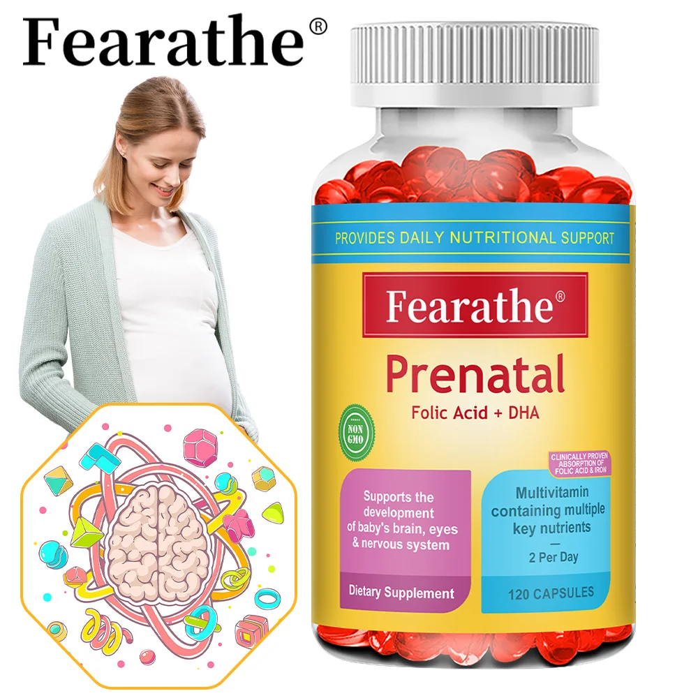 Prenatal Multivitamin Capsules with Folic Acid & Biotin, Nutritional Supplement for Maternal Fetal Wellness & Nervous System