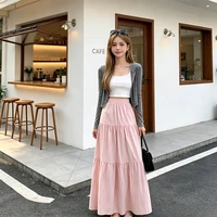New Fashion High Waist White Long Skirts for Woman Spring Summer Harajuku A Line Cake Skirt Women Elastic Waist Party Midi Skirt - Image 2