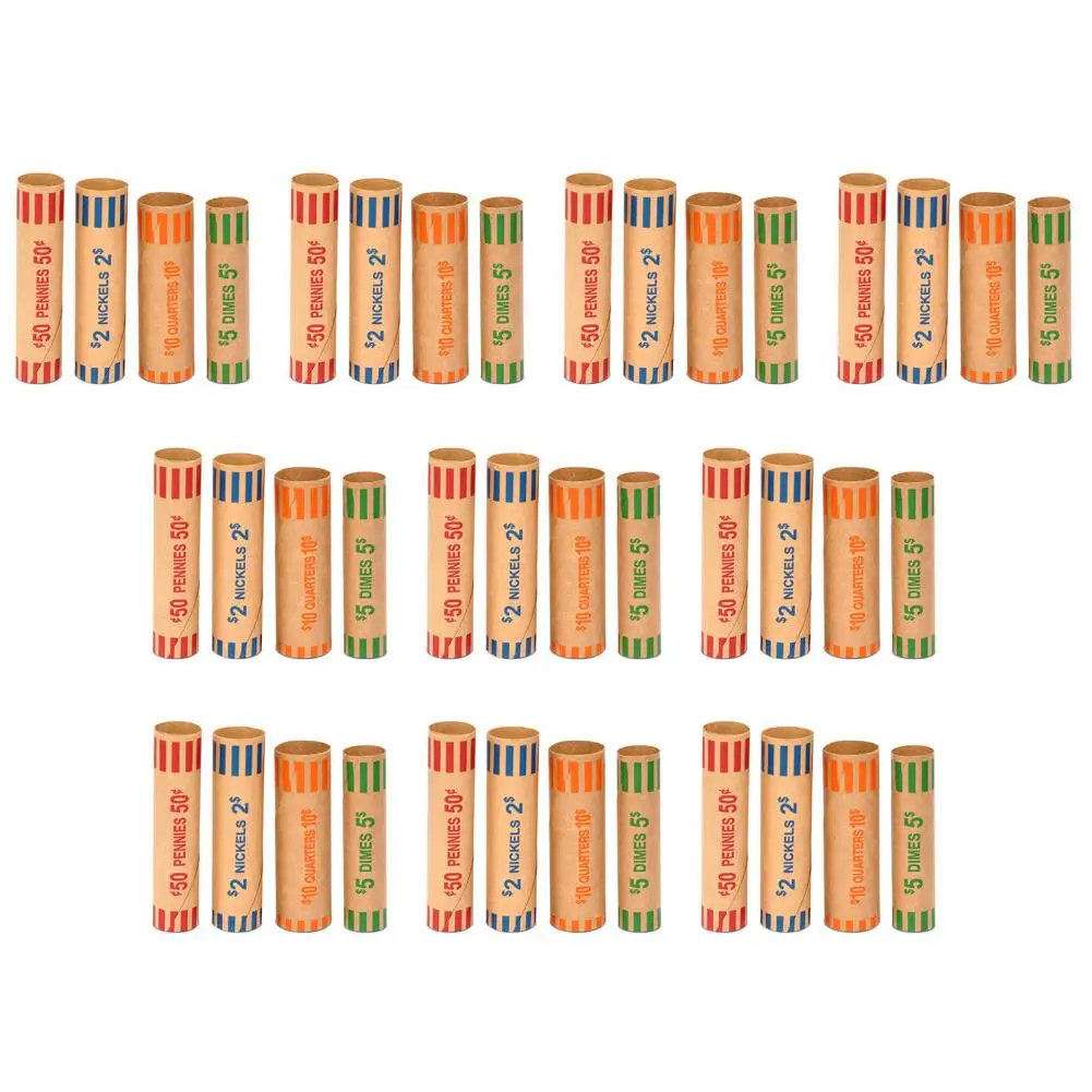 لفات مغلفة عملة مسبقة التشكيل ، لفات مشفرة ملونة متنوعة ، بنسات لمتاجر التجزئة البنوك ، 10 قطعة