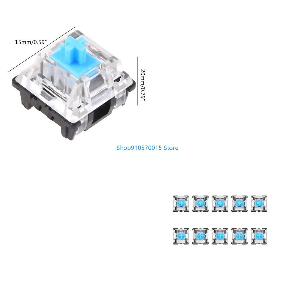 B95C 10Pcs 3Pins Keyboard Switch Blue Switches Replacement For Cherry MX Mechanical Keyboard