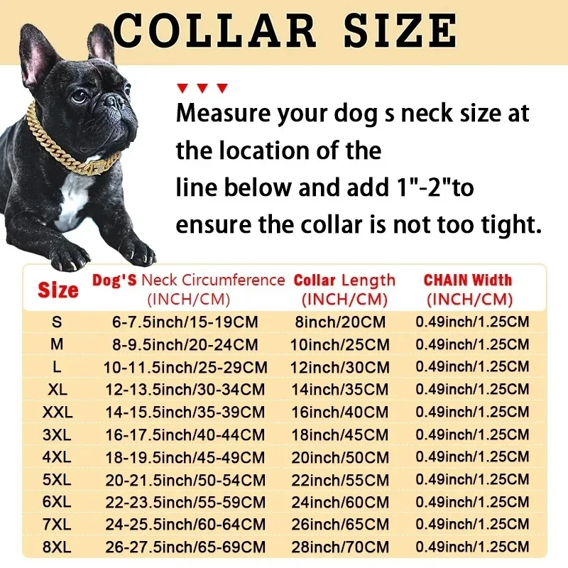 1/2/3Pcs Dog Chain Diamond Collar Walking Metal Chain Collar with Design Secure Buckle, Pet Cuban Collar Jewelry Accessories