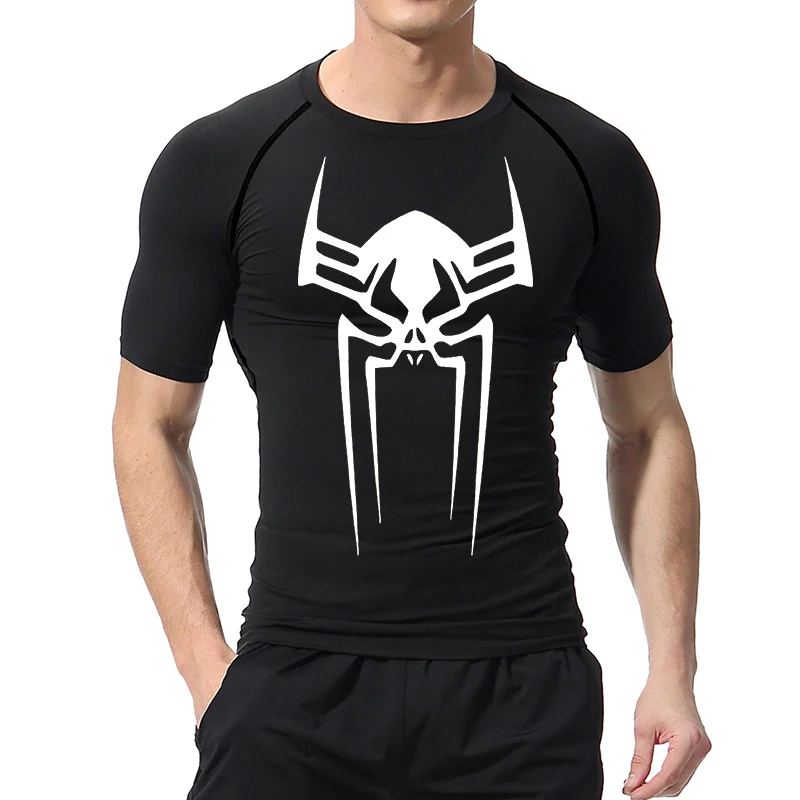 Spider Print Gym Workout Rash Guard dla mężczyzn Sportowe, szybkoschnące, rozciągliwe koszulki kompresyjne Podkoszulki Baselayers Tshirts Tops