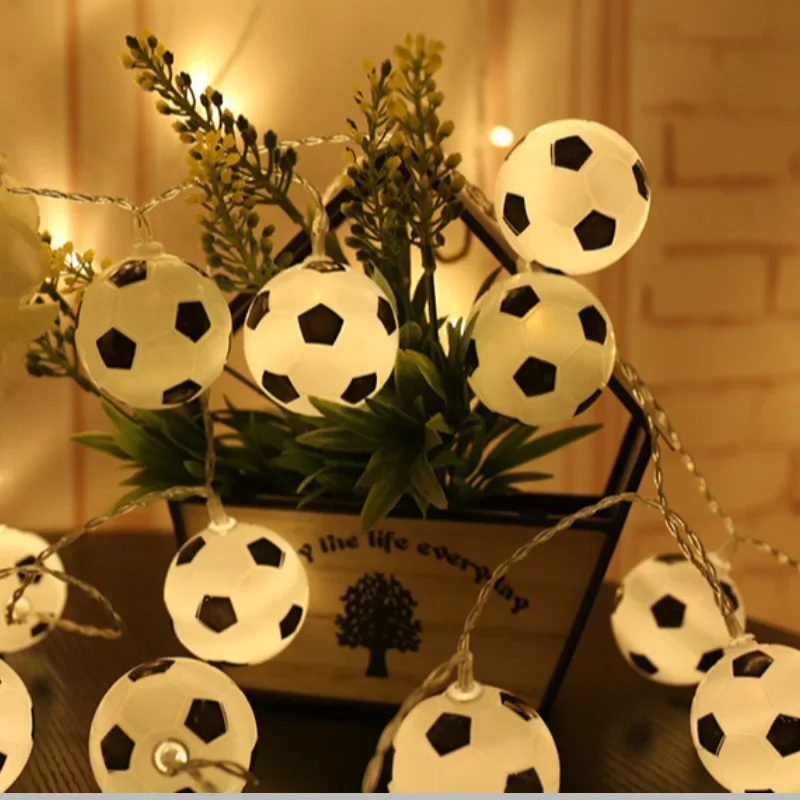 Sports Football Theme Fairy String Light Bedroom Garden 1.5m 10 LED Hanging Lights for Soccer Ball Birthday Party Favors Decor