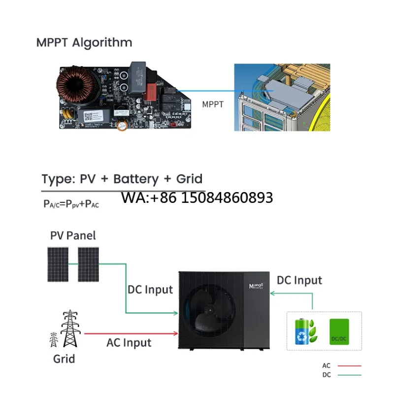 R290 12kw 15kw -25 Degree A+++ Solar Heat Pump, for Heating, Cooling & Hot Water