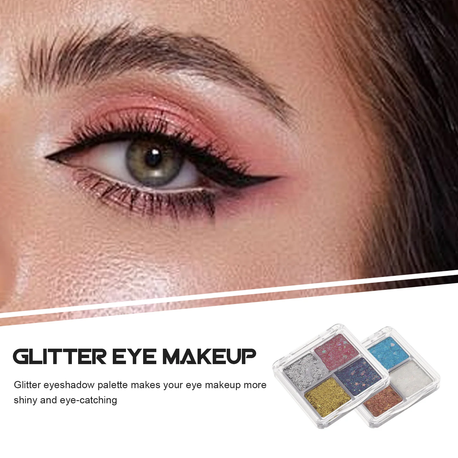 2 個のキラキラアイシャドウパレットグリッターアイシャドウシマー装飾メイクアップ女性女の子フェスティバルパーティー用