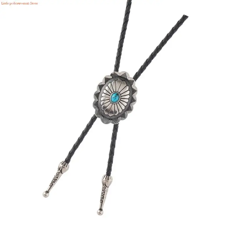 F92D Posting Flower Bolo Tie Collar para hombres Mujeres Correo cuero cuero ajustable Corbalo Corbal