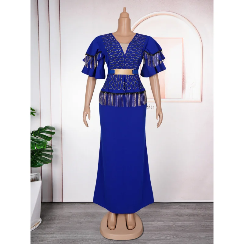 Odzież afrykańska plus size dla kobiet na Nowy Rok, sukienka Vlingli, europejska i amerykańska sukienka z haftem złotą nićą, handel zagraniczny.