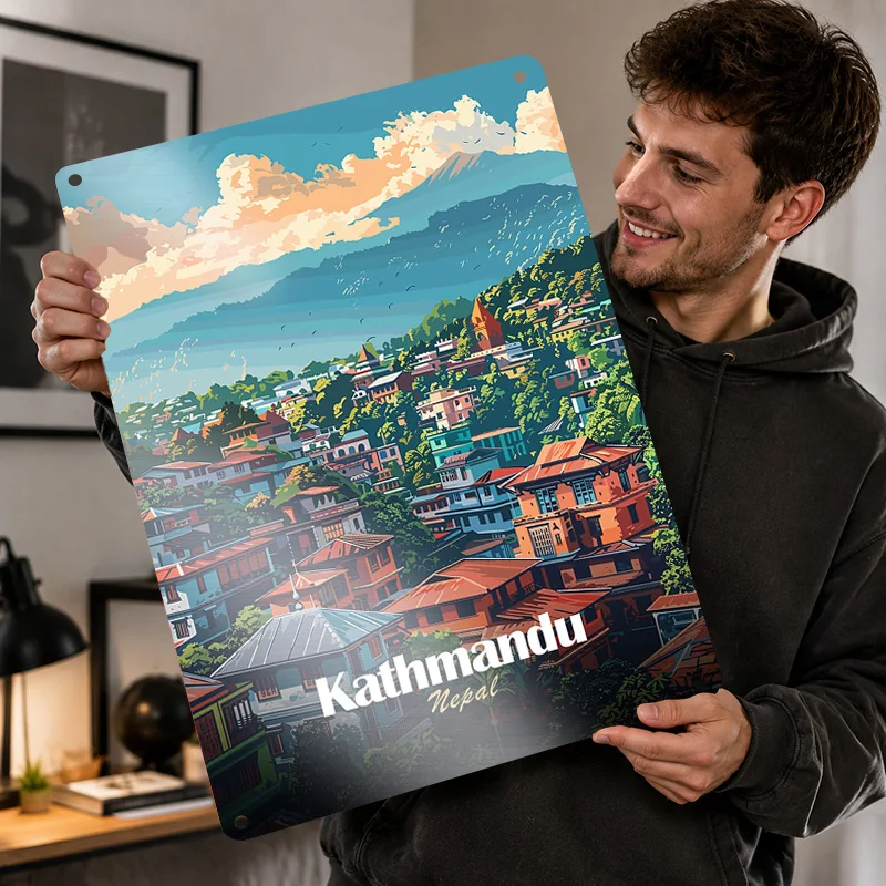 Nepal Aluminum Posters Personalized Metal Tin Sign Scenic Destination Style Wall Art For Home Office Library And Travel Fans