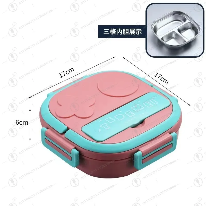 

Portable stainless steel children's bento box, easy-to-clean buckle lunch box