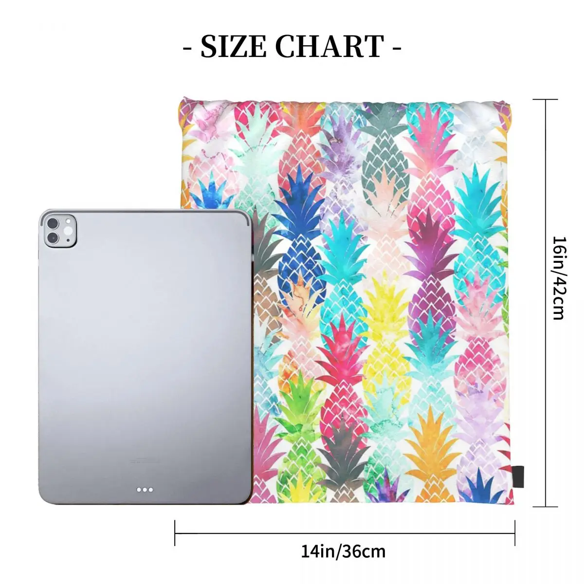 Hawaiian Pineapple Pattern Tropical Watercolor Backpacks Drawstring Bags Drawstring Bundle Pocket Sports Bag Book Bags