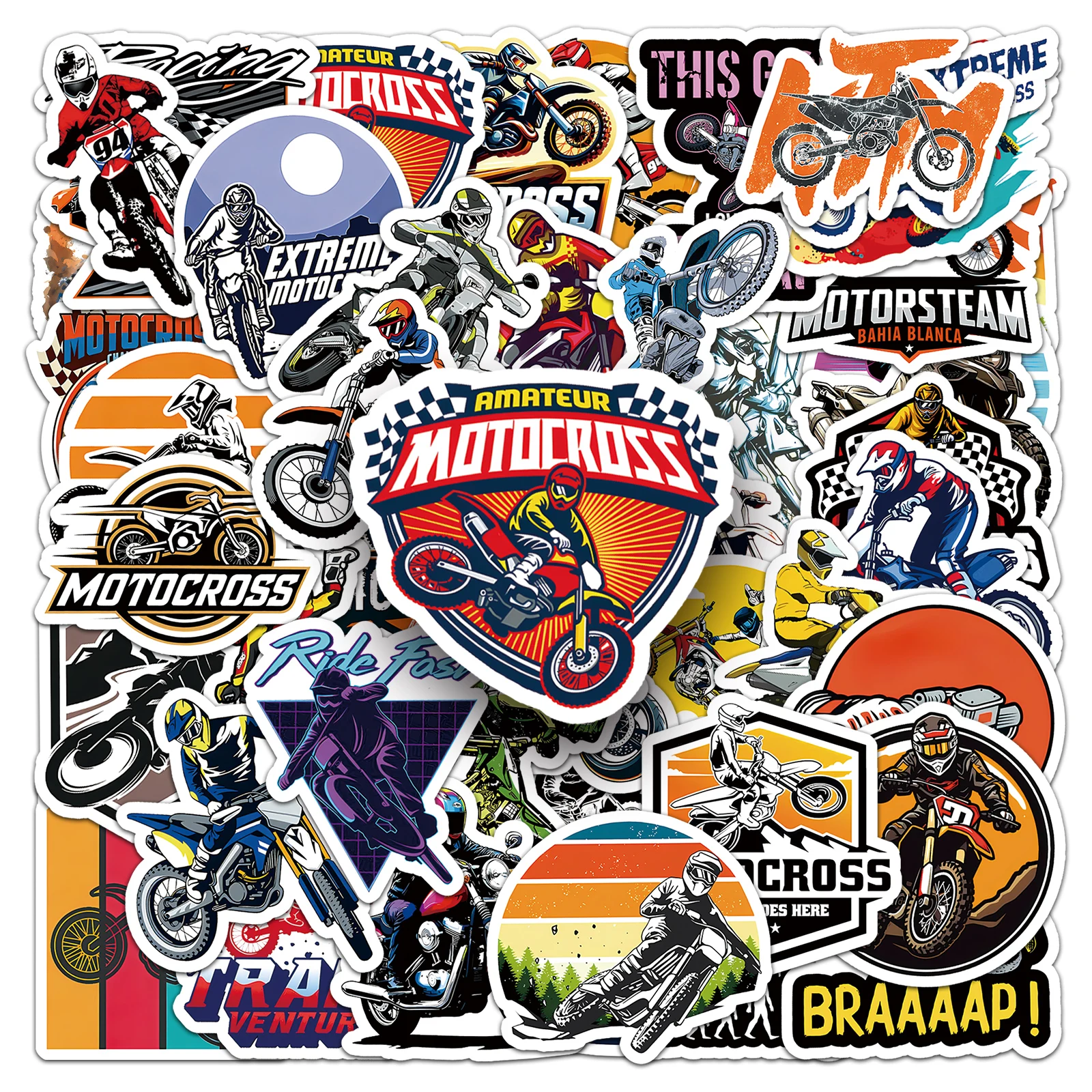 50Pcs Funny Off-Road Motorcycle Waterproof Sticker Skateboarding Retro Home Decal Sticker