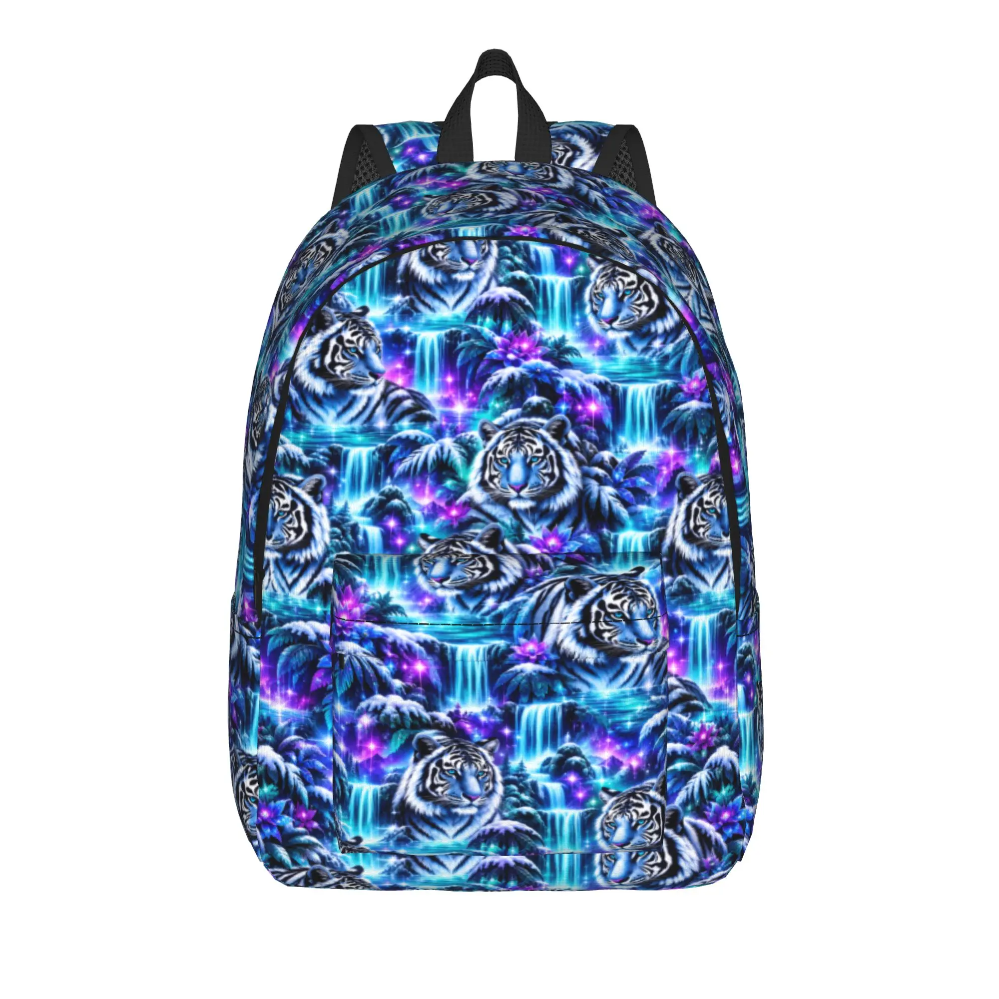 Tiger Patterned Backpack Boy Flat 2d Digital Printing Large Backpacks Polyester Pretty High School Bags Cycling Design Rucksack