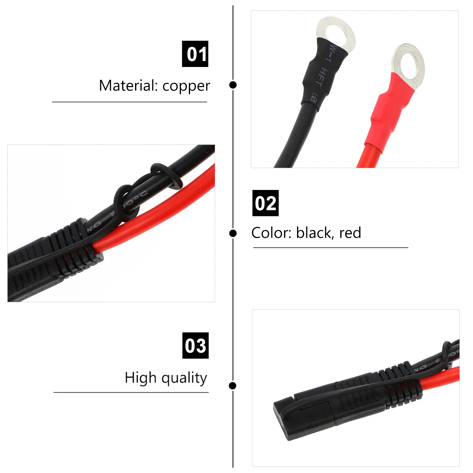 Sae Plug Cable Tractor Terminal Harness Wire Eyelet Charge Cord Motorcycle Connection Lead For New Bare Copper Material