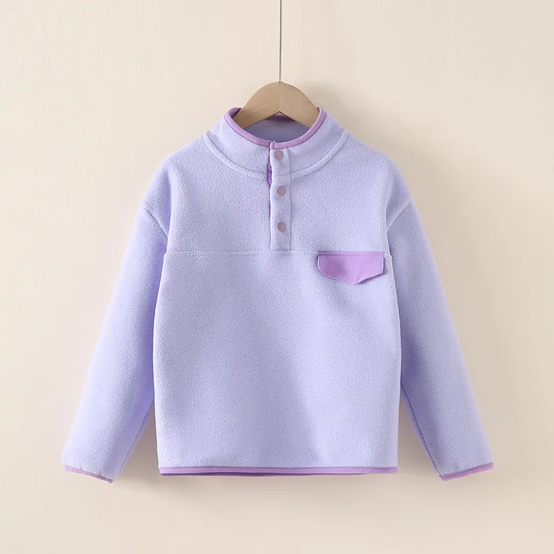 Fleece Big Boys Sweatshirts Fleece Girl Clothing Fall Winter Long Sleeve Pullover Hoodies Coats Grey Khaki Dark Blue Purple 2024