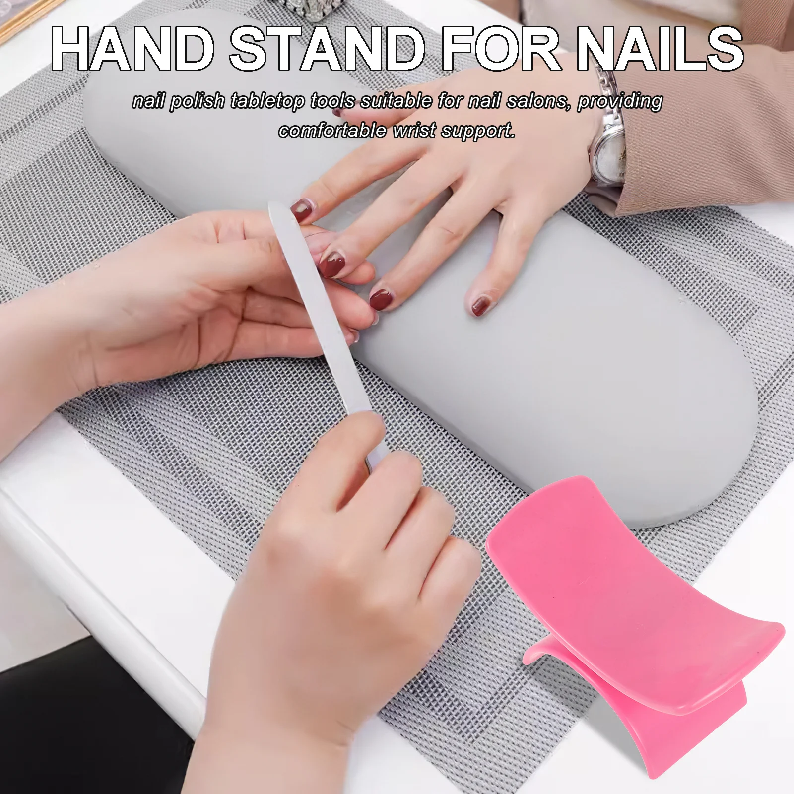 ที่วางมือรูปตัวยูสำหรับช่างทำเล็บ รองรับข้อมือตามหลักสรีรศาสตร์ ที่วางแขนสำหรับร้านทำเล็บ ถอดออกได้ อุปกรณ์ทำเล็บ ทำจากพลาสติก