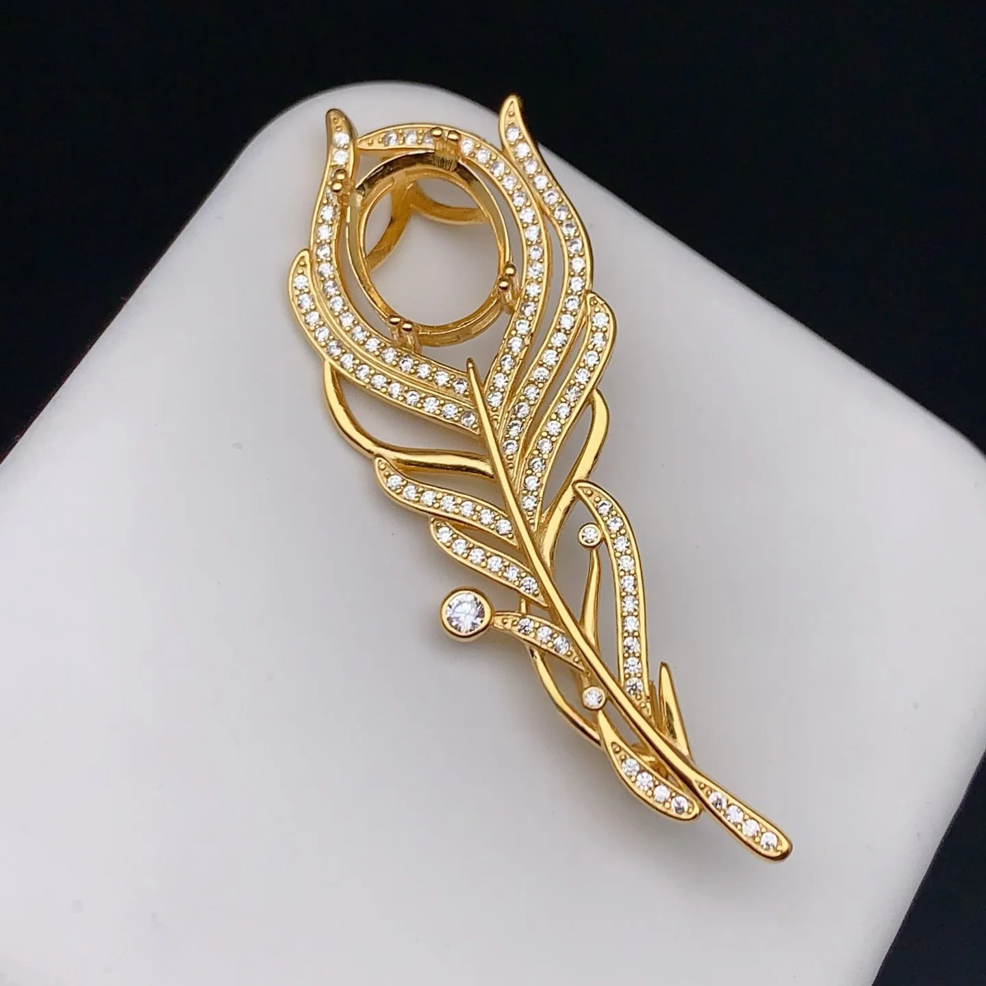 MeiBaPJ Inlay 10*12mm Oval GemStone S925 Sterling Silver DIY Empty Brooch Holder for Women Fine Jewelry Accessory Free Mail