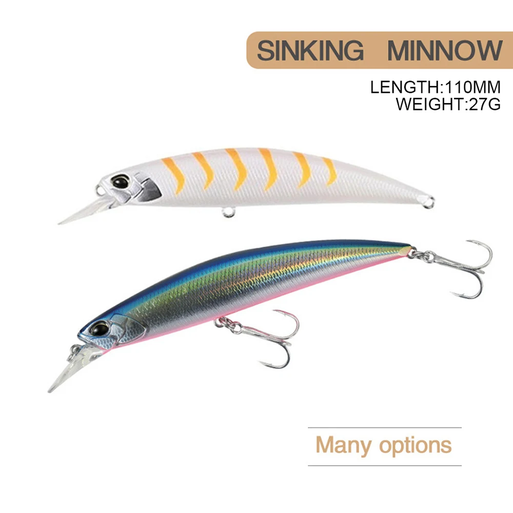 11cm 27g Fishing Lure Minnow Wobbler Long Cast Sinking Jerkbait Swimbait Ocean Artificial Hard Bait Fake Decoy Trout Bass Bait