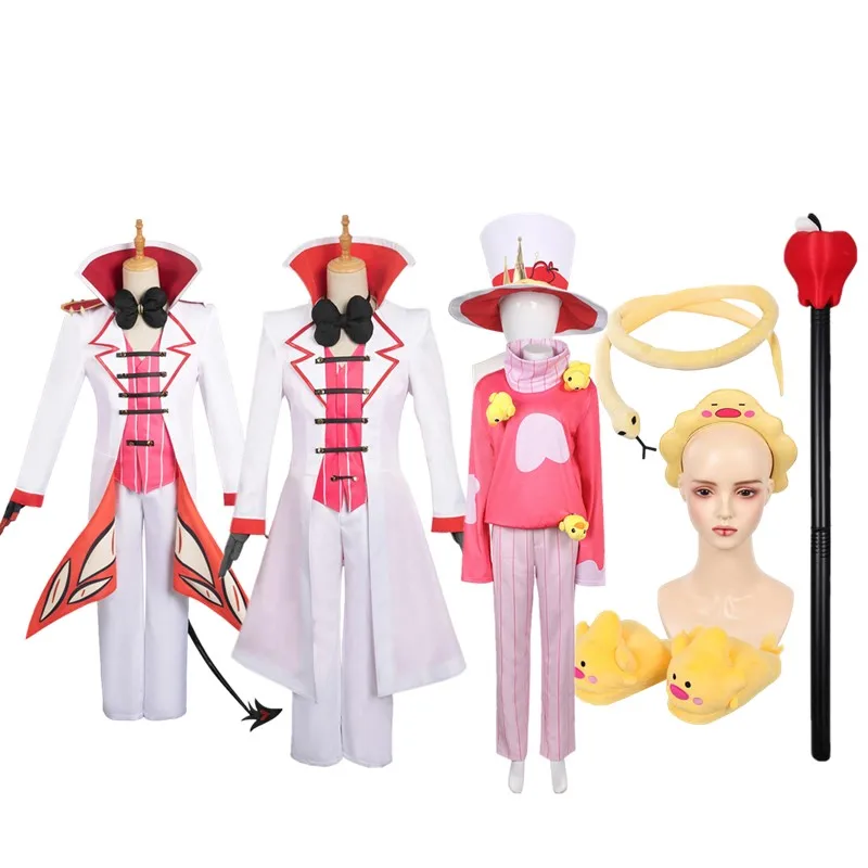 

Adult Lucifer Cosplay Costume Anime Hotel Fantasy Men Uniform Tail Coat Hat Pants Gloves Tie Outfits Halloween Carnival Suit