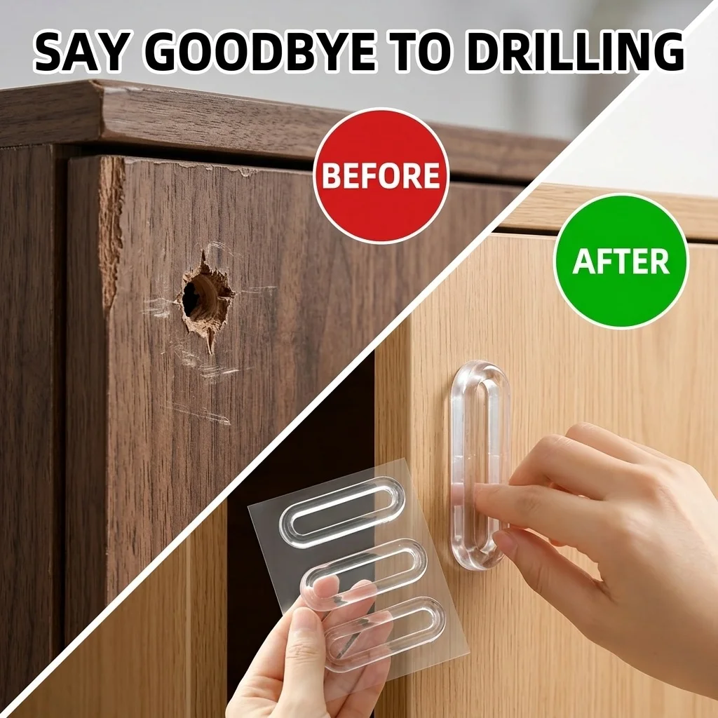 1/3/5pcs Clear Self-Adhesive Recessed Finger Pulls - Modern Minimalist Oval Sliding Door Handles, No-Drill Installation, High Qu