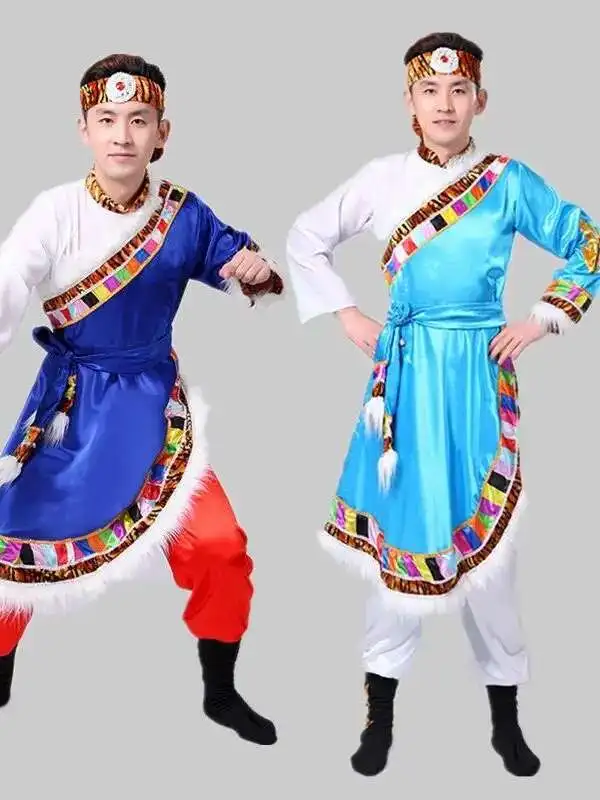 

Chinese Style Men's Tibetan Retro Shirt Traditional Tibetan Wedding Robe Gown Chinese Style Daily Stage Show Robes Dress