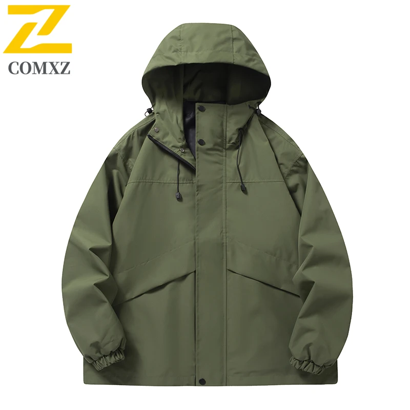 Autumn Casual Jacket Men's 2025 New Normcore Waterproof Windbreaker Jackets Men Mountain Cycling Hiking Solid Color Hooded Coat
