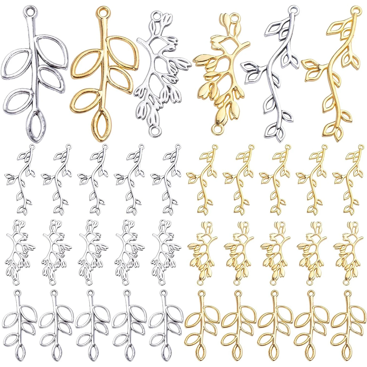 

60 шт. подвесок-шармов в виде листьев дерева, тибетские подвески-бусины в виде листьев и веток, для изготовления серег, ожерелий и ювелирных изделий своими руками