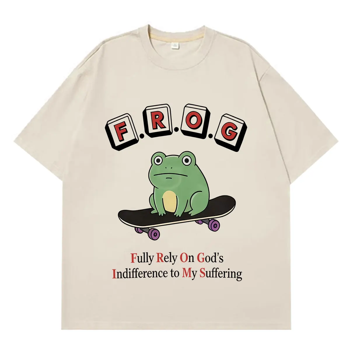 T-shirt humoristique avec citation de la chanson « Entièrement dépendant de l'inactivité de Dieu face à mes souffrances », pour hommes et femmes, style Hip-Hop Harajuku, en coton, pour l'été