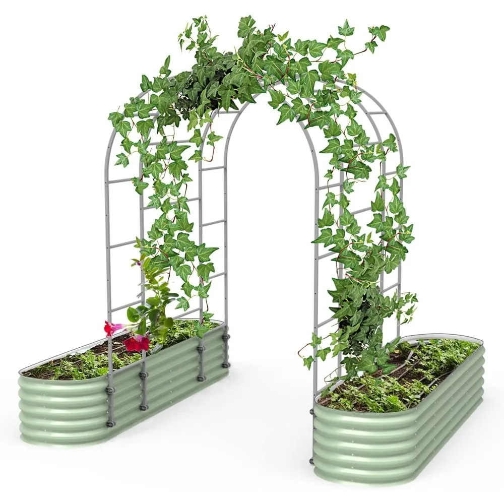 

Vego Garden Modular Arched Trellis System Triple Section 6.0' Long Trellis for 2.0' x 8.0' (9 in 1) Garden Bed