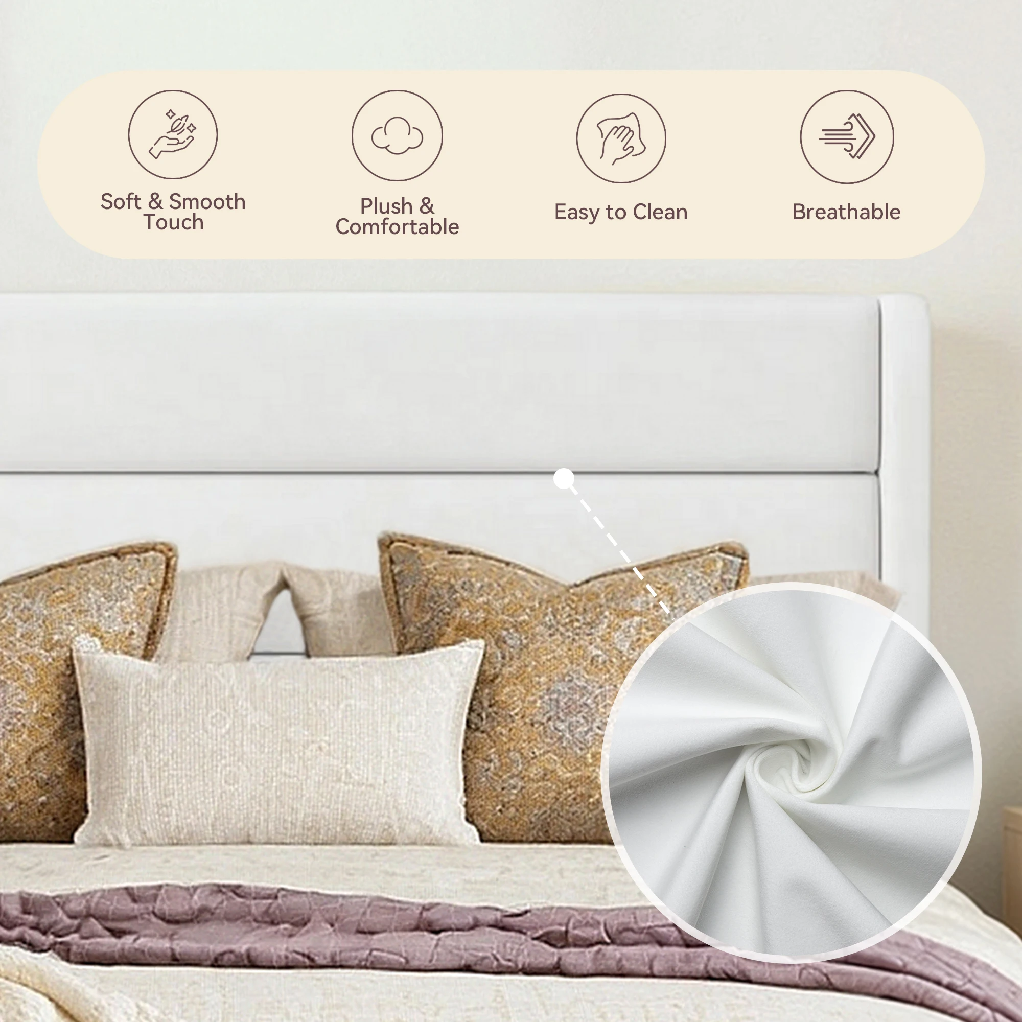 إطار سرير بمنصة كاملة/ملكة/ملك من HOOMIC مع لوح رأسي منجد مخملي، شرائح خشبية قوية، لا حاجة إلى صندوق زنبركي