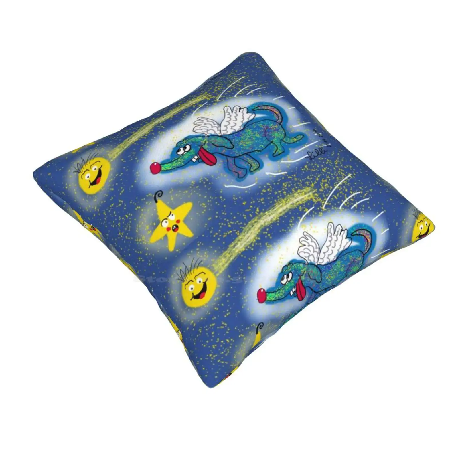 Lilli Hammer Space Fox With Starry Throw Cushion Pillow Cover Lilly Hammer Schickert Federal Association Child Hospice Flying