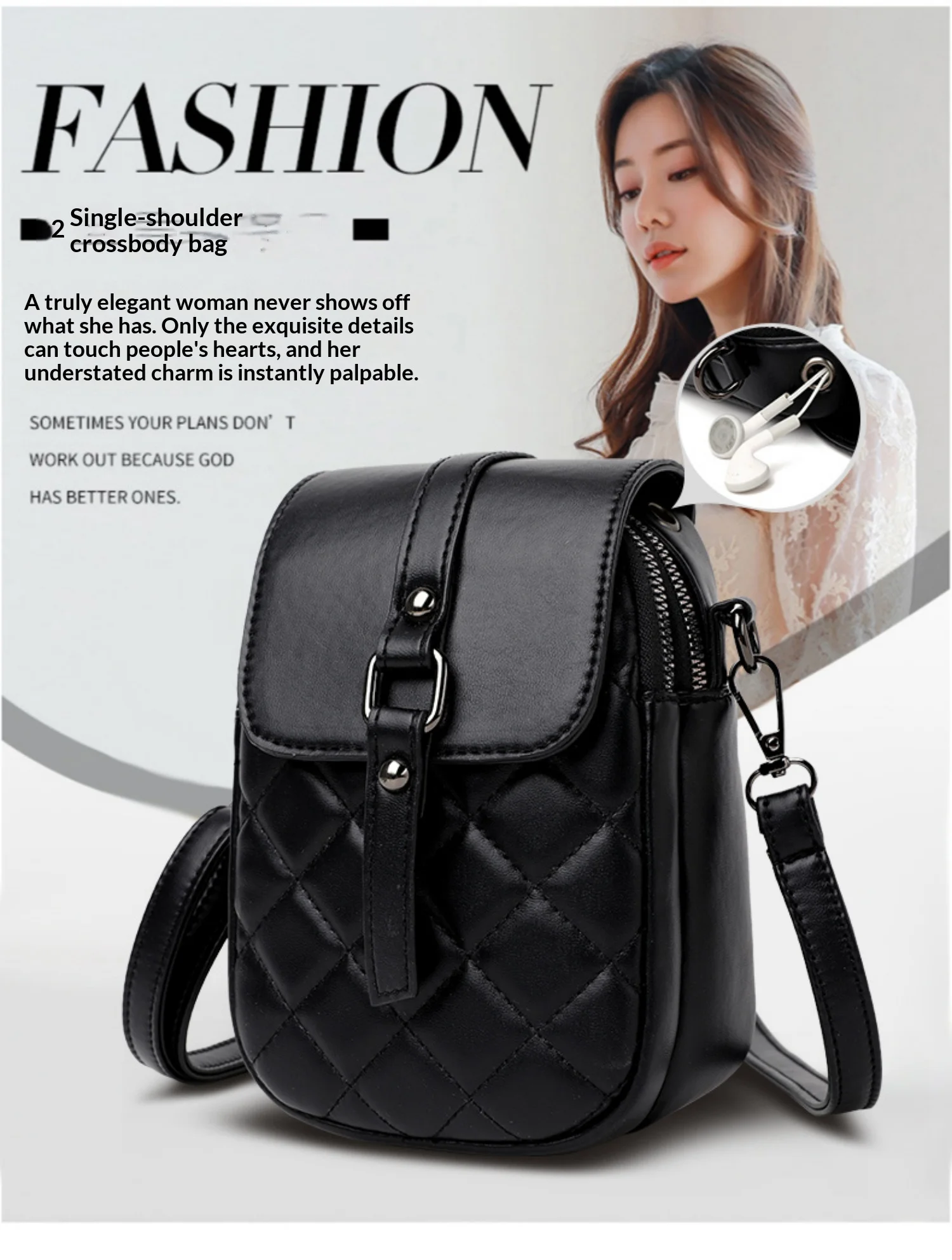 2026 new women's fashion trend versatile diagonal cross bag, light luxury style vertical mobile phone change diagonal cross bag