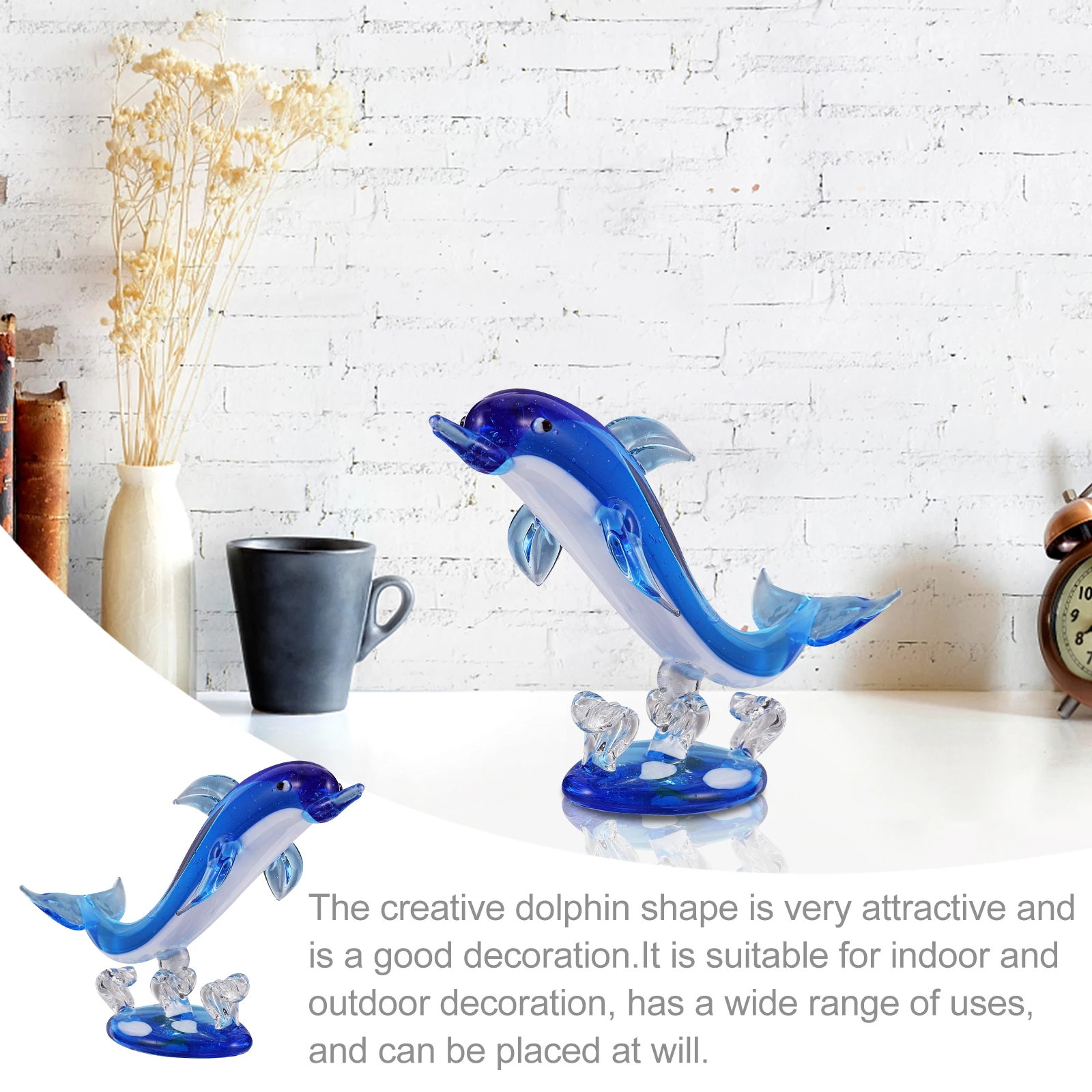 

Dolphin Statue Animal Figurines Home Decor Plant Table Decorations Statues Glass Dolphins for Mother
